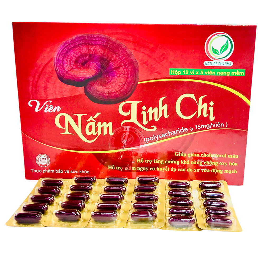 Viên Nấm Linh Chi NATURE PHARMA (60 Viên/Hộp) - Chống Oxi Hóa - Tăng Sức Đề Kháng